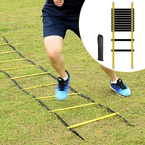 Sports Agility Ladders - Portable Fitness Training Equipment with Carry Bag, Soccer Speed Ladder Set | Athletes Drill Tool for Track Field Hockey Tennis Badminton Footwork Practice Usage