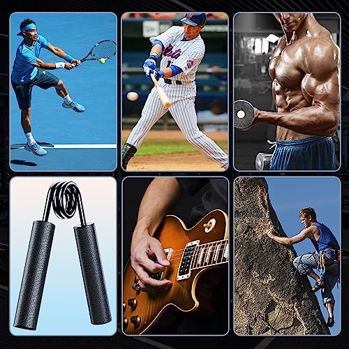 Grip Strength Trainer 4 Pack,50LB-200LB Metal Hand Grip Strengthener,Non-Slip Heavy-Duty Forearm Exerciser,Hand Gripper for Muscle Building and Hand Rehabilitation Exercising - color: Black