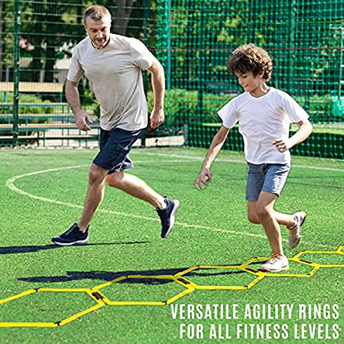 Hexagon Agility Ring Training Circle Ring Speed Agility Ladder Physical Training Ring Football Footwork Trainer Hurdles Agility Ladder Fitness Equipment Multicolor Training Ring 3Pcs