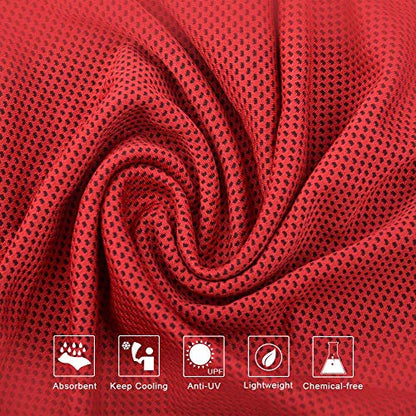 Sports Towel for Instant Cooling Relief Microfiber Towels for Golf Workout Swimming Gym Yoga Travel Camping Fitness 40"x12" Sweat Towel (Dark Red 2 Pack)