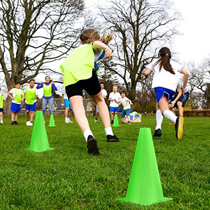 Hoteam 30 Pcs Traffic Cones Plastic Sport Agility Train - color: Green, size: 9inch