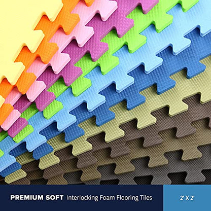 Flooring Inc's 5/8" Premium Soft Foam Gym Mat, High-Density Gym Flooring for Home Gym, Interlocking Foam Tiles for Home Gym, Playroom & More