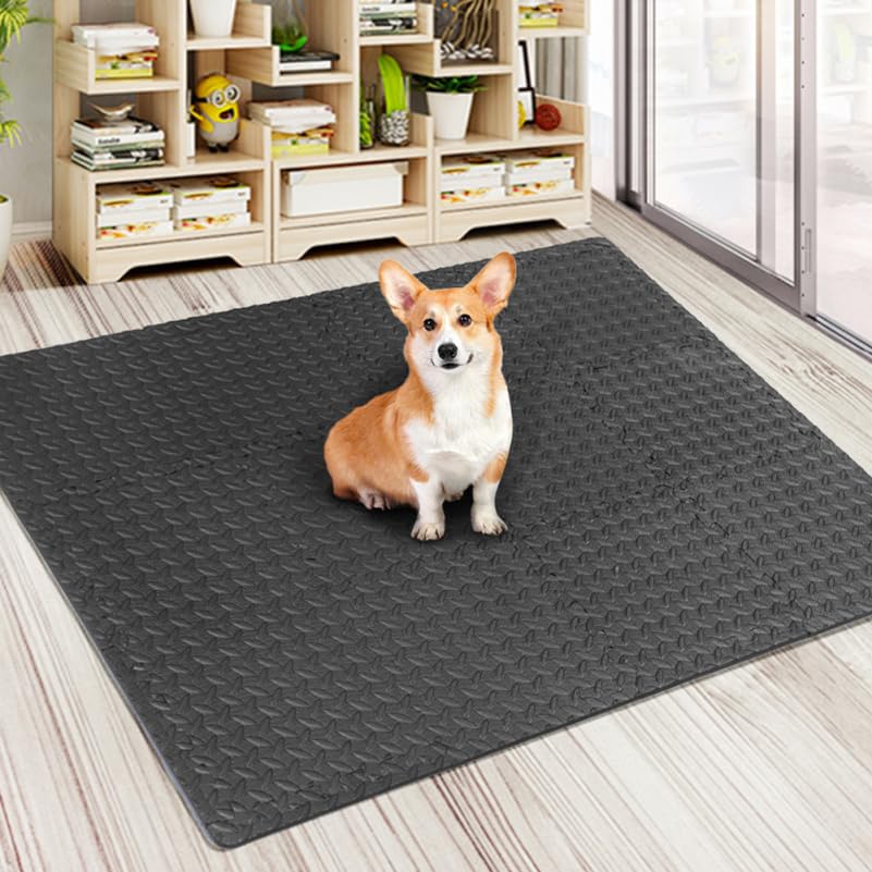 ibasenice Leaf Grain Interlocking Floor Mats 6-Pack Eva Foam Exercise Mats with 12 Edging Strips 11.81 X 11.81 X 0.47 in Cushioned Gym Mat Flooring for Yoga Dance Home Bathroom