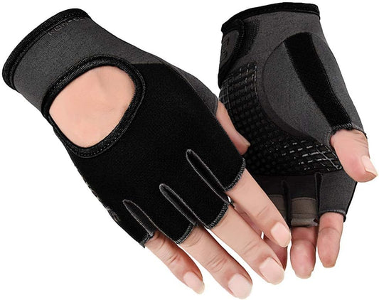Workout-Gloves for Men & Women - Fingerless Gym Gloves with Non-Slip Palm Breathable Lightweight for Weightlifting Cycling Sport - color: Black, size: Medium