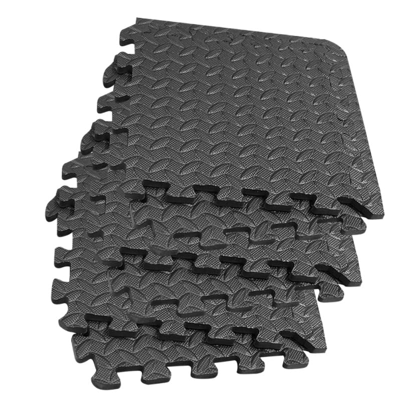 ibasenice Leaf Grain Interlocking Floor Mats 6-Pack Eva Foam Exercise Mats with 12 Edging Strips 11.81 X 11.81 X 0.47 in Cushioned Gym Mat Flooring for Yoga Dance Home Bathroom