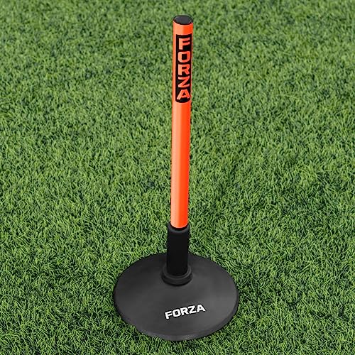 FORZA Slalom Agility Poles | Improve Endurance, Speed & Footwork | Color, Size & Rubber Base Options Available [8 Pack] - color: Orange, size: With Bases, style: 1.5ft (1in Thickness)
