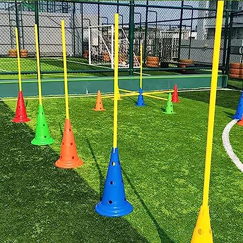 YXXSDP Professional Hurdle Cone Set, Adjustable Training Cones and Agility Poles, Multi-Sports Practice Equipment for Kids Pets Adult - color: Round Cones+1m Pole