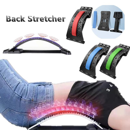 Adjustable Back Stretcher for Lower Back Support - Multi Level Lumbar Stretching Device with Acupressure Nodes | Báck Arch Massager for Waist Báck Neck Support Fitness Posture Stretch Equipment