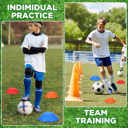 MAQUITA 100 Pcs Mini Soccer Cones for Agility Training, 5 Inch Sport Cones with Carry Bag - Football Practice Equipment