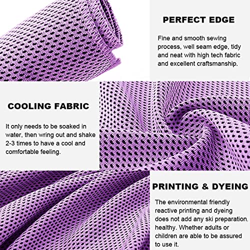 10 Pack Cooling Towels Bulk Microfiber Ice Towel Quick Dry Breathable Chilly Sweat Towel Stay Cool Towel for Neck Face Yoga Gym Workout Running Pilates Beach with Carabin Bag, 40x12'', Purple - color: Purple