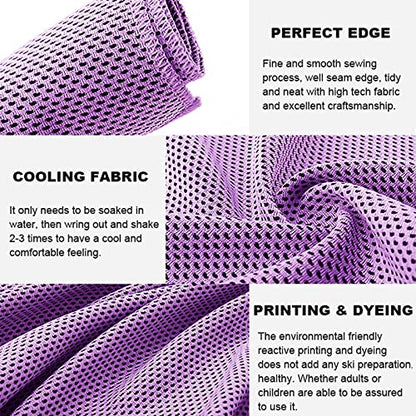 10 Pack Cooling Towels Bulk Microfiber Ice Towel Quick Dry Breathable Chilly Sweat Towel Stay Cool Towel for Neck Face Yoga Gym Workout Running Pilates Beach with Carabin Bag, 40x12'', Purple - color: Purple