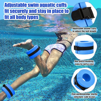 4 Pcs Water Aquatic Exercise Set 2 Ankle Wrist Swimming Weights 2 Water Aquatic Exercise Dumbbells PE Materials Dumbbell Aerobics with Non Slip Handle for Swim Pool Fitness Equipment