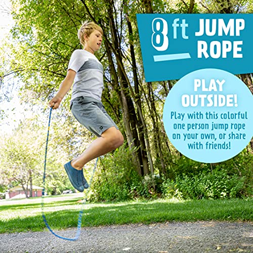 Just Jump It 8' Foot Single Jump Rope for Kids Women and Men - Active Outdoor Youth Fitness Excersing Equipment - Braided Nylon Gym Accessories - color: Purple Confetti