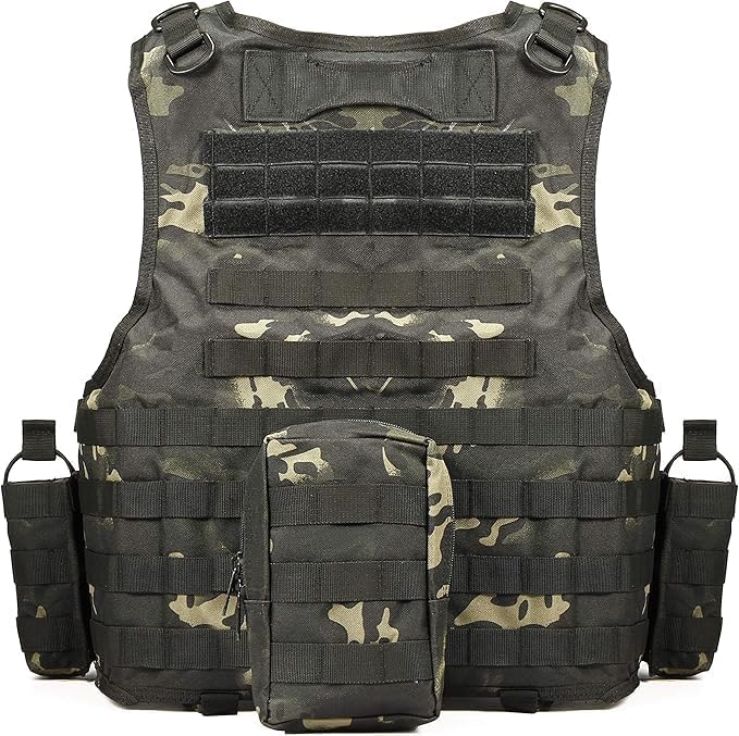 Adjustable Airsoft Vest for Outdoor Sports & Role-Playing Games, Lightweight Protective Gear with Multiple Pouches