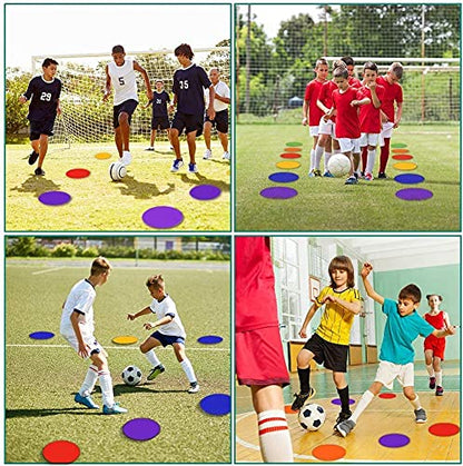 Poly Spots Spot Markers for Gym Floor 9inch 10inch 12/18/24/36 Pcs Flat Cones Non-Slip Rubber Floor Dots Circles for Sports Soccer Basketball Agility Training Dance Classroom - style: 12Pcs 9inch