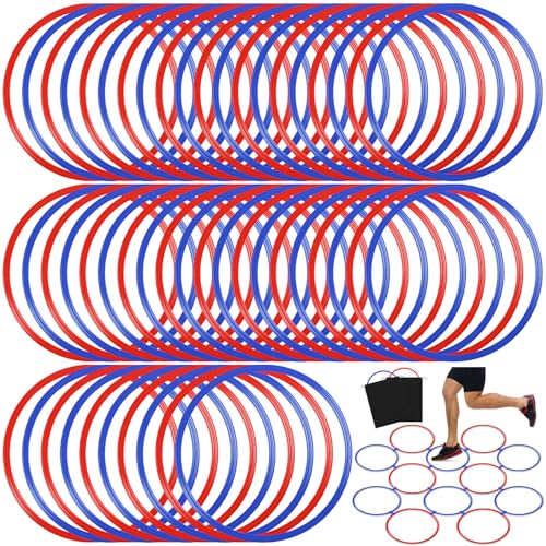 Shappy 50 Pcs Agility Rings Speed with Bags, Training Hoops - color: Red, Blue