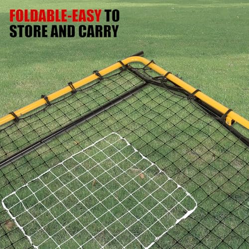 Baseball Rebounder Net, 4x4.5FT Bounce Back Net Fielding Trainer w/ 3 Adjustable Angles for Baseball and Softball Pitch Back Rebound Practice, UV & Weather Resistant Easy-Fold Design