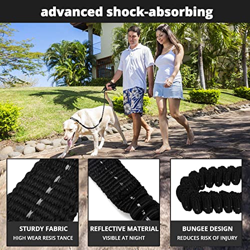 Rope Dog Leash 3 FT: Heavy Duty Leashes with Swivel Lockable Hook Reflective Threads Bungee and Padded Handle - Dog Lead for Large Small Medium Dogs Outside Walking Hiking Black - color: Black, size: 3ft*1/2''