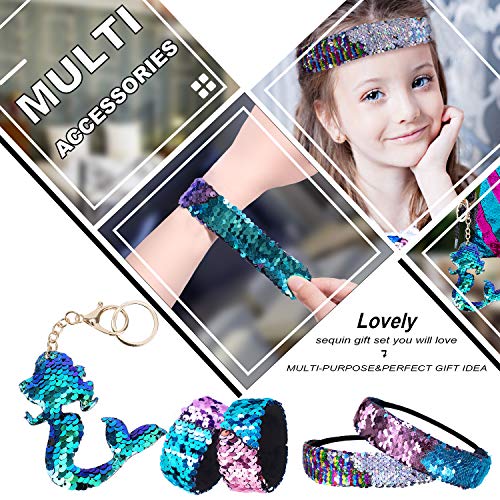 GA&EN Mermaid Reversible Sequin Drawstring Backpack/Bag Blue/Violet Red for Kids Girls - color: 9-blue/Violet Red