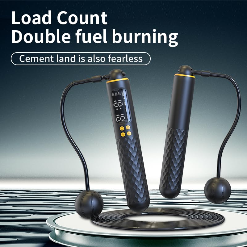 Jump Rope, Adjustable & Weighted Handles Jumping Rope with Calorie Counter, Ideal for Home Gym Fitness, Cardio Training - Perfect for Men, Women, Kids