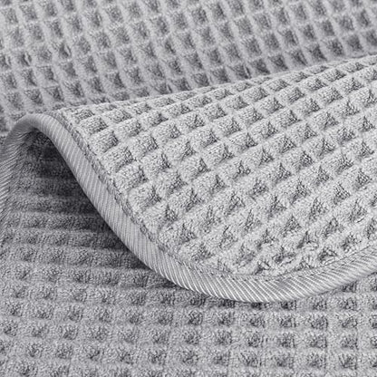 POLYTE 430 GSM Poly Blend Microfiber Quick Dry Waffle Hand Towel, 16x30 in - color: Light Gray