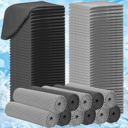 BBTO 80 Pcs 32 x 12 Inch Microfiber Cooling Towels, Ice Cold Towel for Neck and Face Breathable Chilly for Yoga, Sport, Gym, Workout, Camping and More Activities(Dark Gray and Light Gray)
