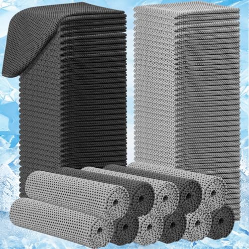 BBTO 80 Pcs Cooling Towels 32x12 in Microfiber,Dark Gray and Light Gray - color: Dark Gray and Light Gray