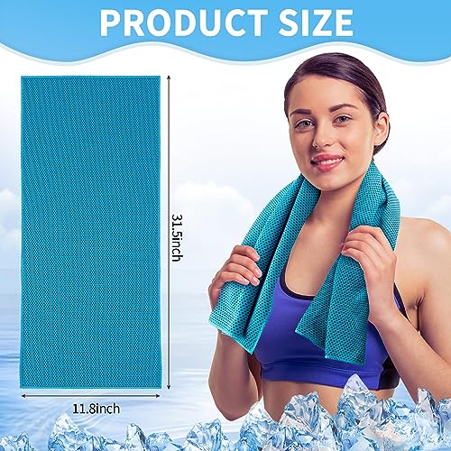 Honoson 10 Pcs Cooling Towel Bulk - Neck & Face Cool Chilly Towels Microfiber Breathable Sport Sweat Rag for Gym, Yoga, Travel, Camping, Running, Outdoor (Blue) - color: Blue
