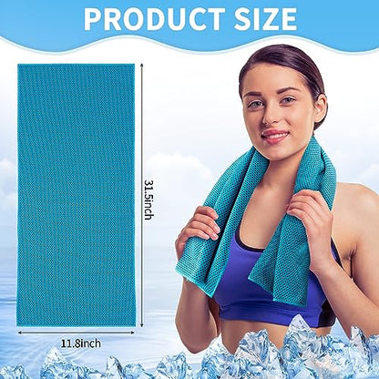Honoson 10 Pcs Cooling Towel Bulk - Neck & Face Cool Chilly Towels Microfiber Breathable Sport Sweat Rag for Gym, Yoga, Travel, Camping, Running, Outdoor (Blue) - color: Blue