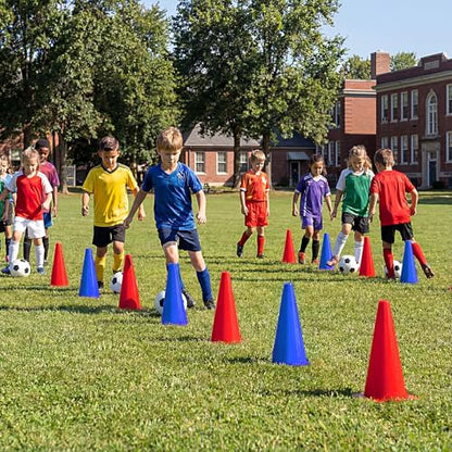 Hoteam 30 Pcs Traffic Cones Plastic Sport Agility Train - color: Red,Blue, size: 9inch