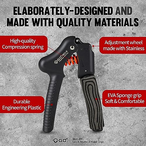 GD Grip Strength Trainer (Premium Adjustable Grip Strengthener for Forearm Training) Wrist and Forearm Strengthener