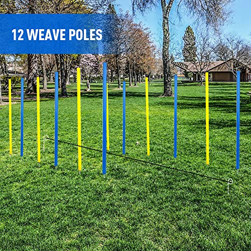 Pet Prime Dog Agility Training Equipment for Dog Obstacle Course Backyard 12pcs Weave Poles Slalom Set Portable Dogs Park Exercise Tool - size: 12PCS Dog Weave Pole Set