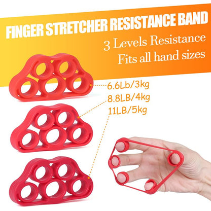 Grip Strength Trainer 7 Pack Adjustable Hand Gripper, Finger Stretcher Resistance Extensor Bands, Finger Exerciser, Grip Strength Ring & Stress Ball, Hand Grip Strengthener