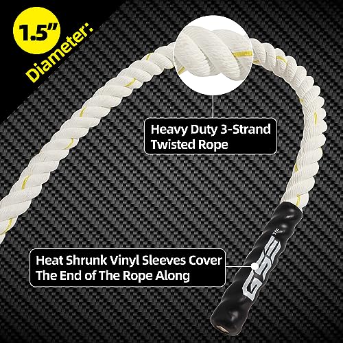GSE Games & Sports Expert Gym Climbing Rope, Polyester Workout Rope for Indoor/Outdoor and Home Workouts. Great for Climbing Exercises, Strength Training - 10 Feet