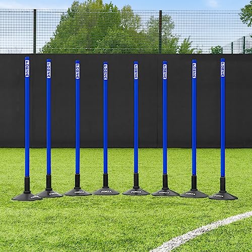 FORZA Slalom Agility Poles | Improve Endurance, Speed & Footwork | Color, Size & Rubber Base Options Available [8 Pack] - color: Electric Blue, size: With Bases, style: 3ft