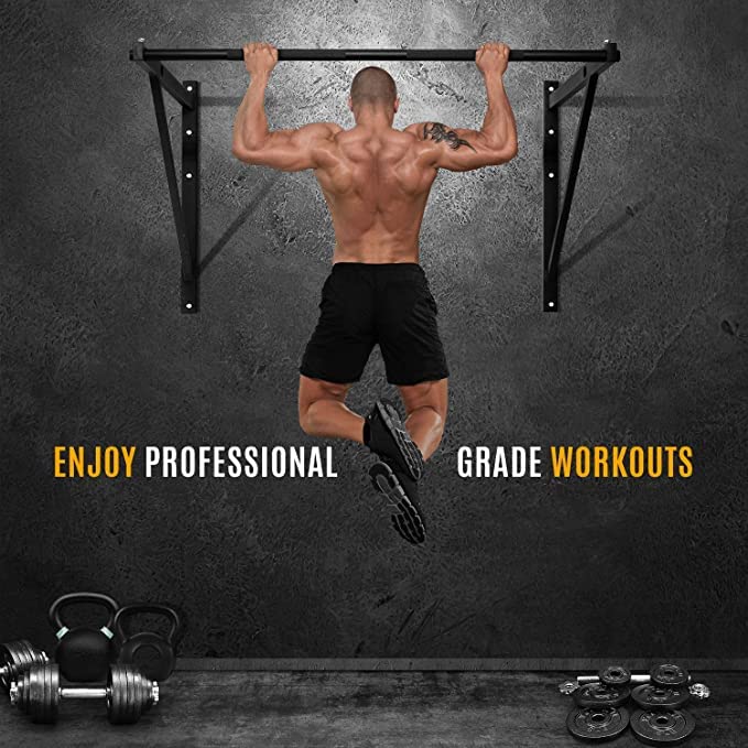 Yes4All Heavy Duty Wall Mounted Pull Up Bar – Multi-Grip Ceiling Strength/Joist Mount/Chin-Up Bar for Home Gym Portable
