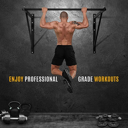 Yes4All Heavy Duty Wall Mounted Pull Up Bar – Multi-Grip Ceiling Strength/Joist Mount/Chin-Up Bar for Home Gym Portable