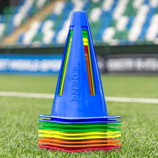 FORZA Flexi Cones [10 Pack] | Ultra-Durable Training Cones for Sports Drills and Practice – Available in 9 Bright Color Options - color: Multi