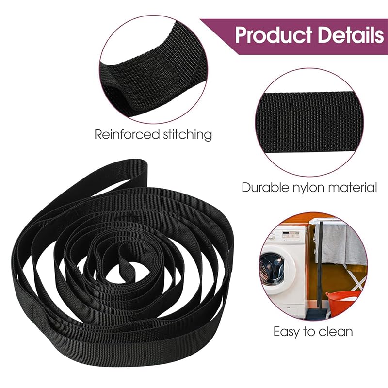 Stretching Strap Yoga Strap for Home Workout, Exercise, Pilates and Gymnastics, Non-Elastic Stretch Bands for Women & Men,Improve Flexibility-Black