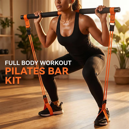 Sakerplus Pilates Kit Pilates Bar Kit with Resistance Bands, Full Body Workout System, Portable Home Gym for Stretching, Strength Training, Core Exercise