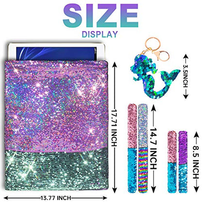 GA&EN Mermaid Reversible Sequin Drawstring Backpack/Bag Iridescent Dotted Dark SeaGreen/Purple for Kids Girls - color: 14-iridescent Dotted Dark Seagreen/Purple