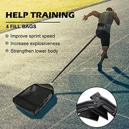 NAIZEA Adjustable Weight Sled Trainer with 4 Sandbags, Sand Sled - size: 10-40 lbs
