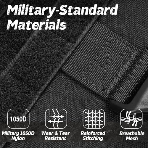 rabbitgoo Tactical Dog Harness for Medium, Heavy Duty Military No Pull Vest - color: Black, size: Medium