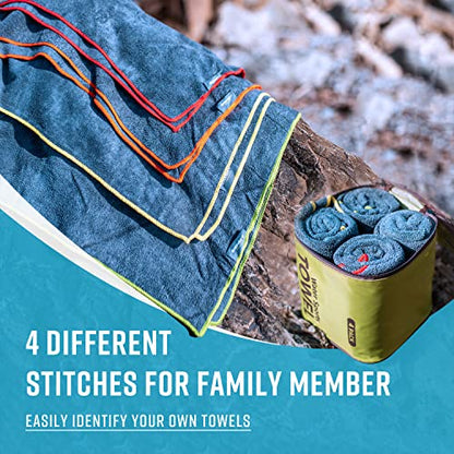 4Monster 4-Pack Quick Dry Microfiber Travel Towels – Super Absorbent, Ultra-Soft Camping Towel Set with Water-Resistant Bag, Lightweight & Compact for RV, Gym, Beach, Pool, Swimming, and Family Trips - color: 4-army Green