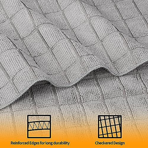 Hand Towels, 12 Pack 25''*15'' Gym Towels, Grey Quick Dry Lint Free Soft Absorbent Bulk Checkered Fingertip Washcloths Bath Towels for Bathroom Kitchen Salon Workout Shower