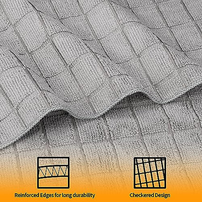 Hand Towels, 12 Pack 25''*15'' Gym Towels, Grey Quick Dry Lint Free Soft Absorbent Bulk Checkered Fingertip Washcloths Bath Towels for Bathroom Kitchen Salon Workout Shower