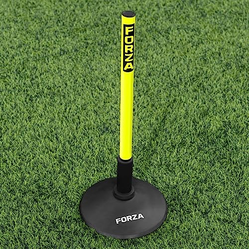 FORZA Slalom Agility Poles | Improve Endurance, Speed & Footwork | Color, Size & Rubber Base Options Available [8 Pack] - color: Yellow, size: With Bases, style: 1.5ft