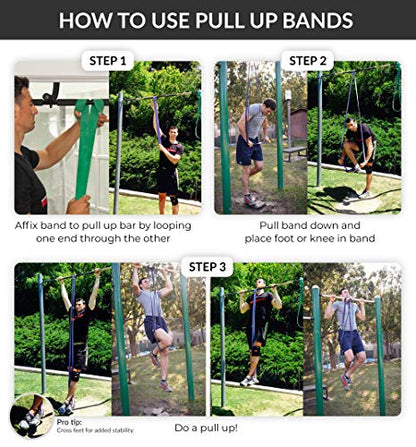 Functional Fitness Pull Up Assist Resistance Bands | Heavy Duty Exercise Bands for Powerlifting, Mobility, and Stretching | Travel Friendly Resistance Bands for Workout | Resistance Range 60-150 lbs