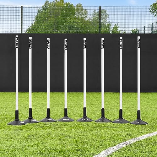 FORZA Slalom Agility Poles | Improve Endurance, Speed & Footwork | Color, Size & Rubber Base Options Available [8 Pack] - color: White, size: With Bases, style: 3ft
