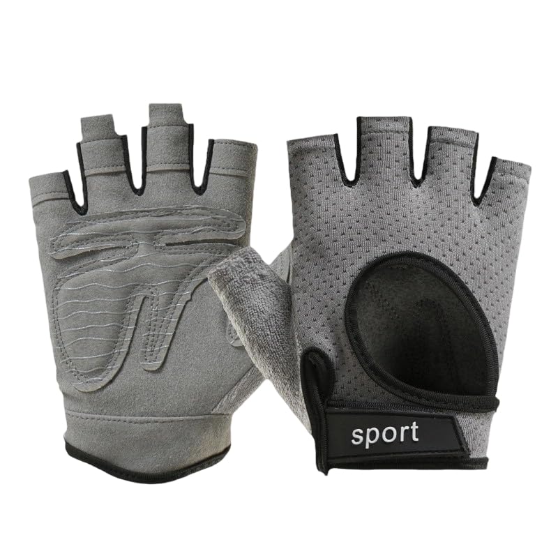 Fingerless-Workout-Gloves for Men Women, Breathable-Mesh Gloves with Anti-Slip-Palm for Cycling Gym Fitness
